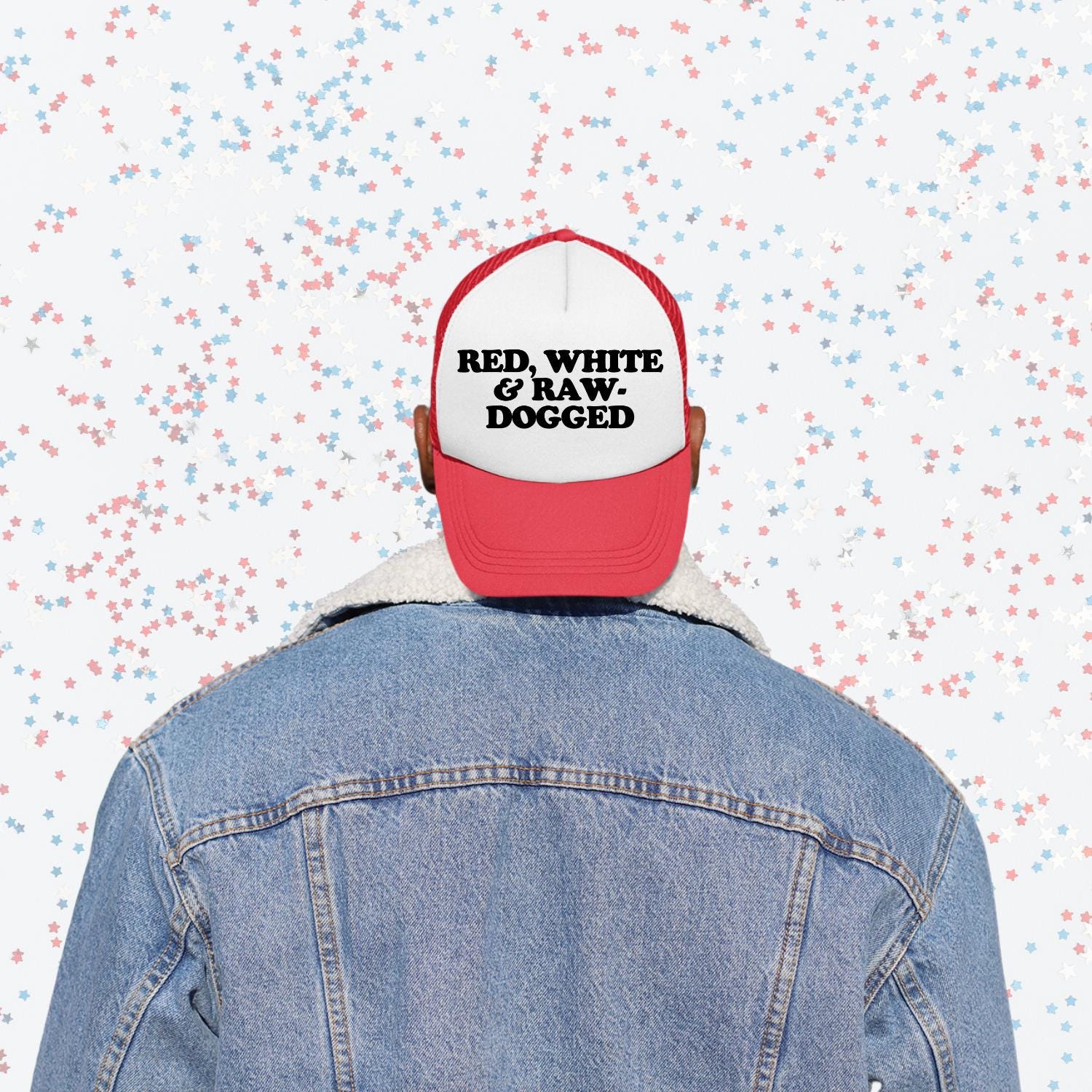 Red, White & Raw Dogged Custom Trucker Hat
