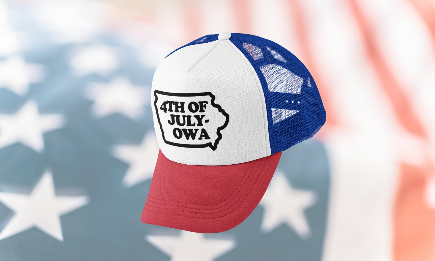4th of July-owa Custom Trucker Hat