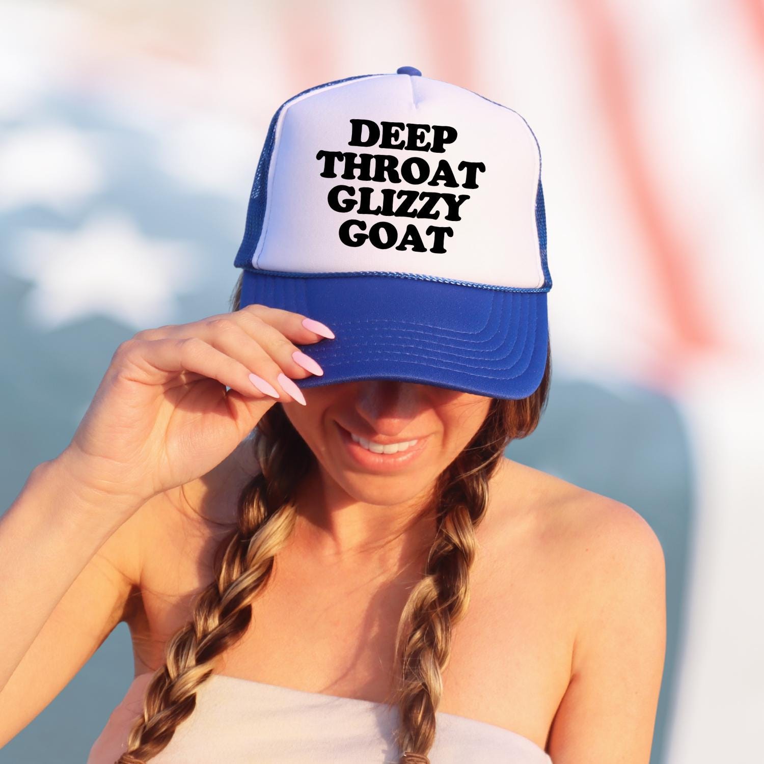 Deep Throat Glizzy Goat Custom Trucker Hat