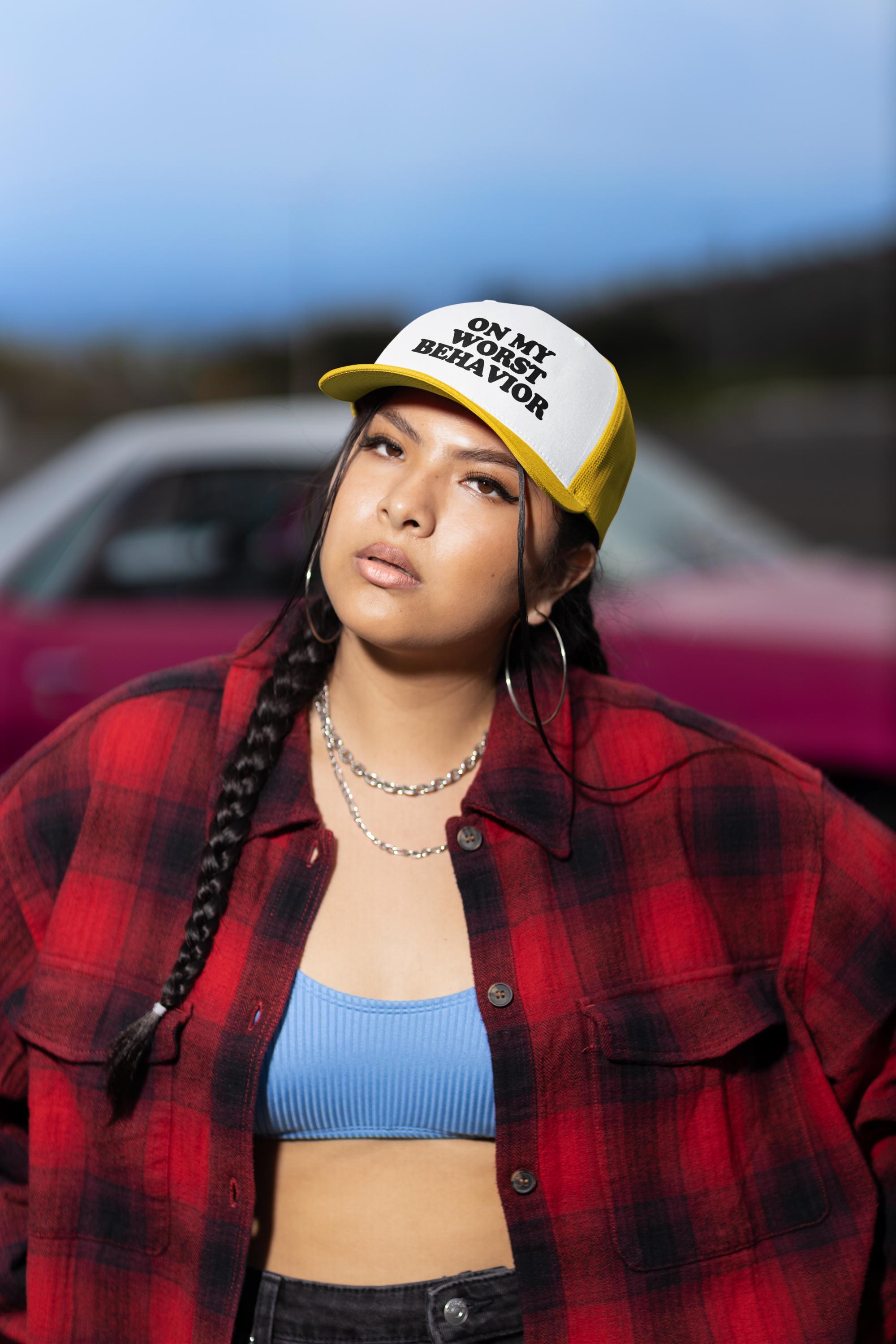 On My Worst Behavior Custom Trucker Hat