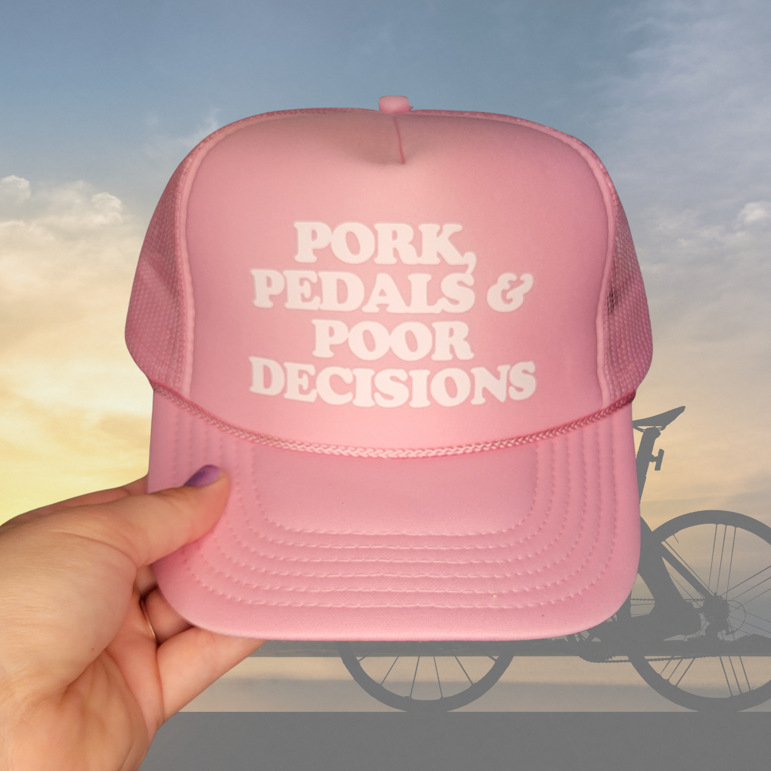 Pork, Pedals, and Poor Decisions Trucker Hat