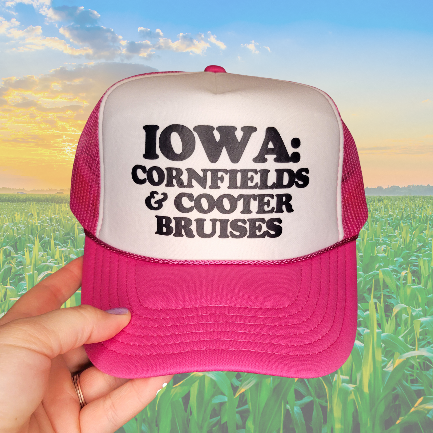 Iowa: Cornfields and Cooter Bruises Trucker Hat