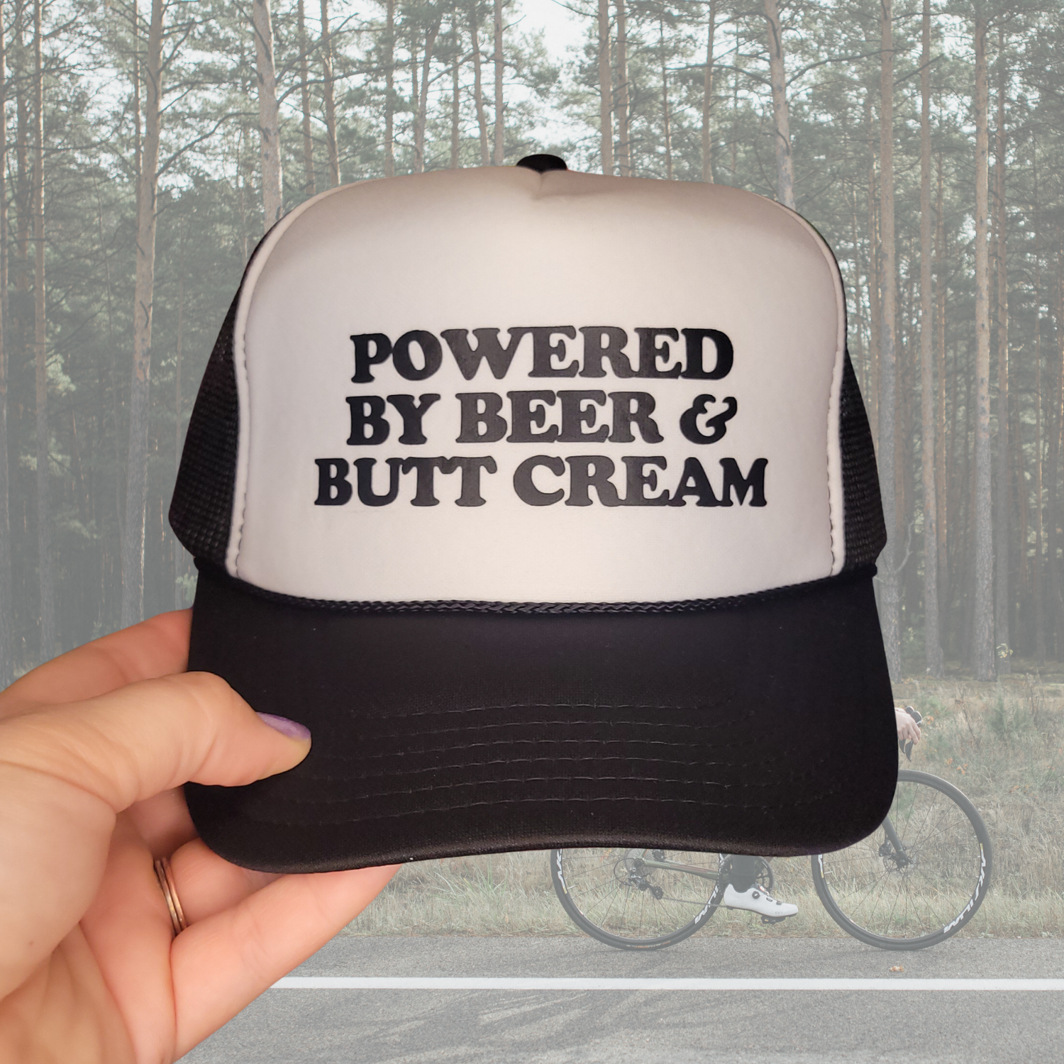 Powered by Beer and Butt Cream Trucker Hat
