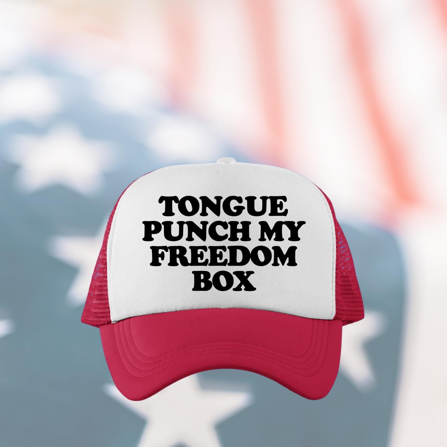Tongue Punch My Freedom Box Custom Trucker Hat