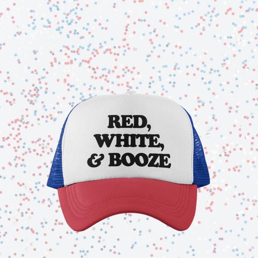 Red, White, and Booze Custom Trucker Hat